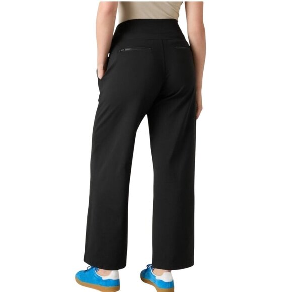 Athleta Venice Wide Leg Pants Black Pockets Zip Pocket Size L - Picture 9 of 14